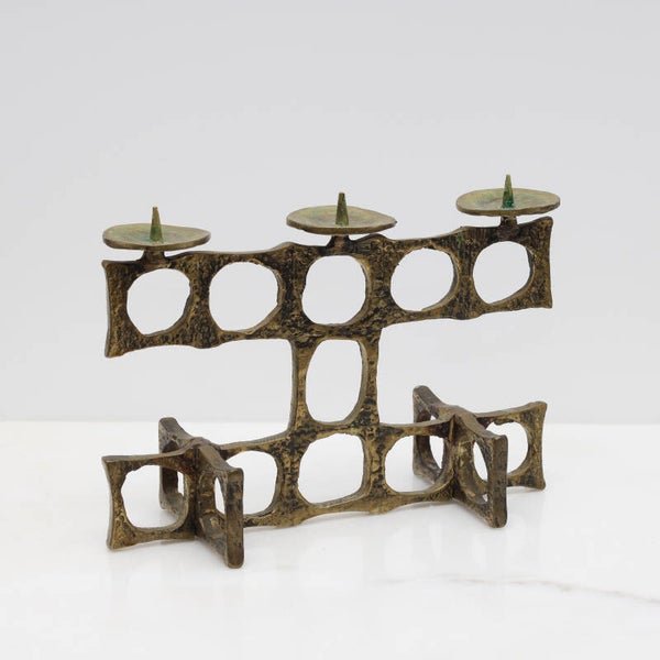 Bronzen brutalisme kandelaar, Heinz Goll