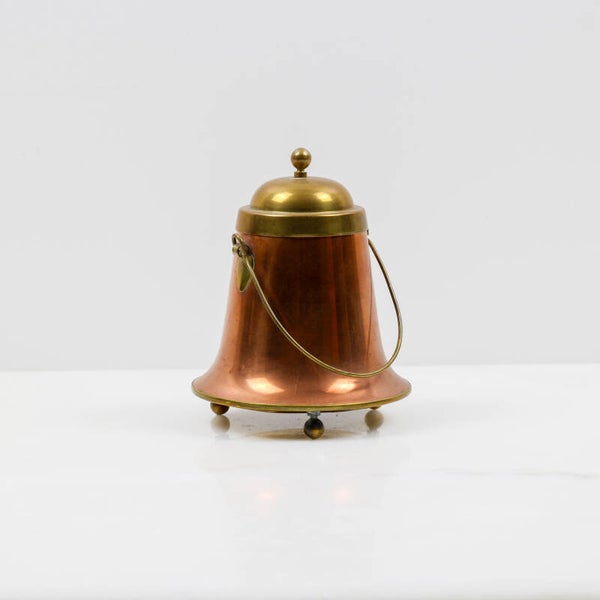 Miniatuur doofpotje, uitgevoerd in rood- en geelkoper (messing)