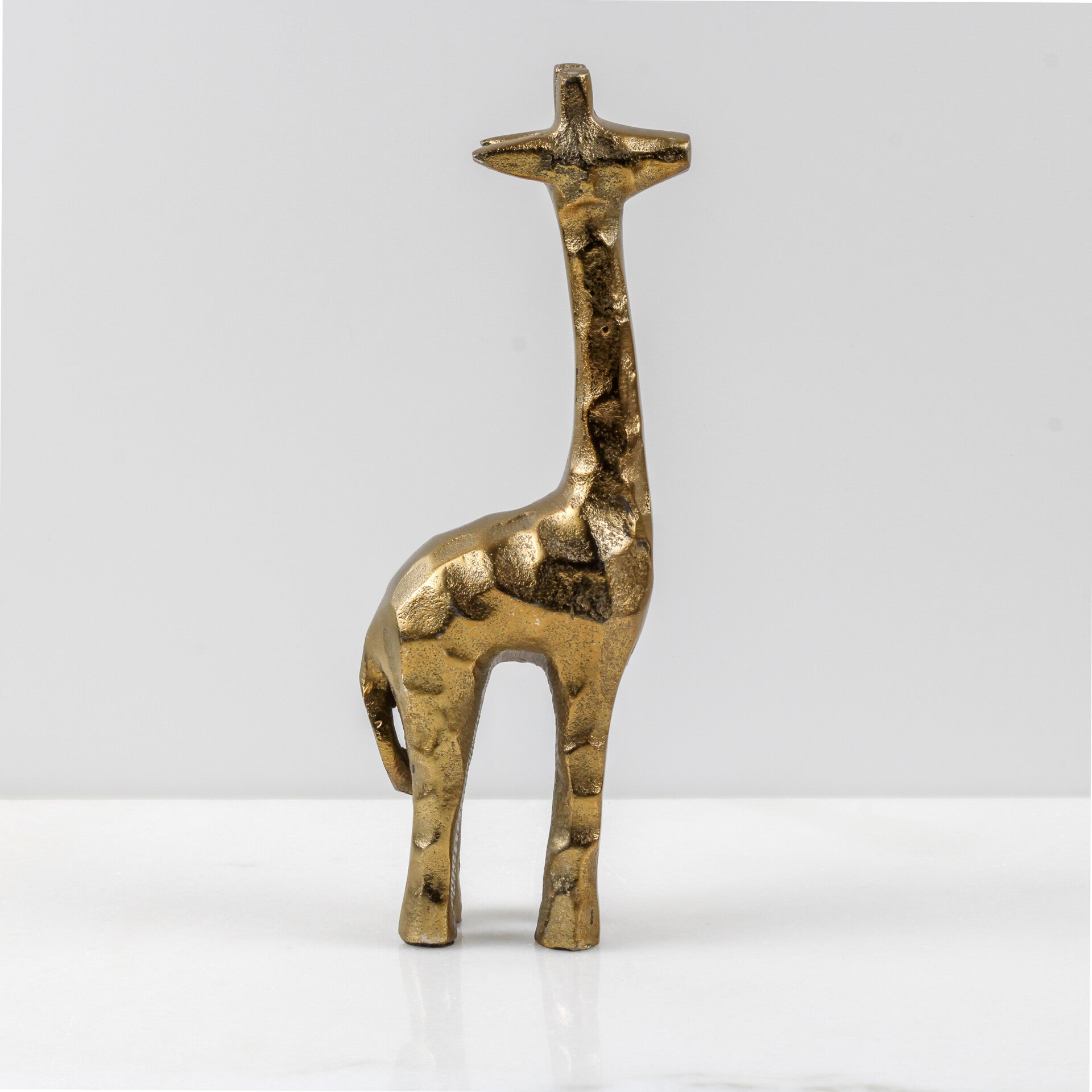 Mid-Century Modern: Verbronsde Giraffe Sculptuur (25,5 cm)