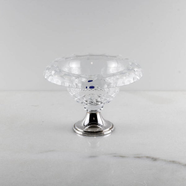 Mid-Century Elegantie: Kristallen Suikercoupe met Zilveren Voet van C.J. Stok & C. Bos & Zonen