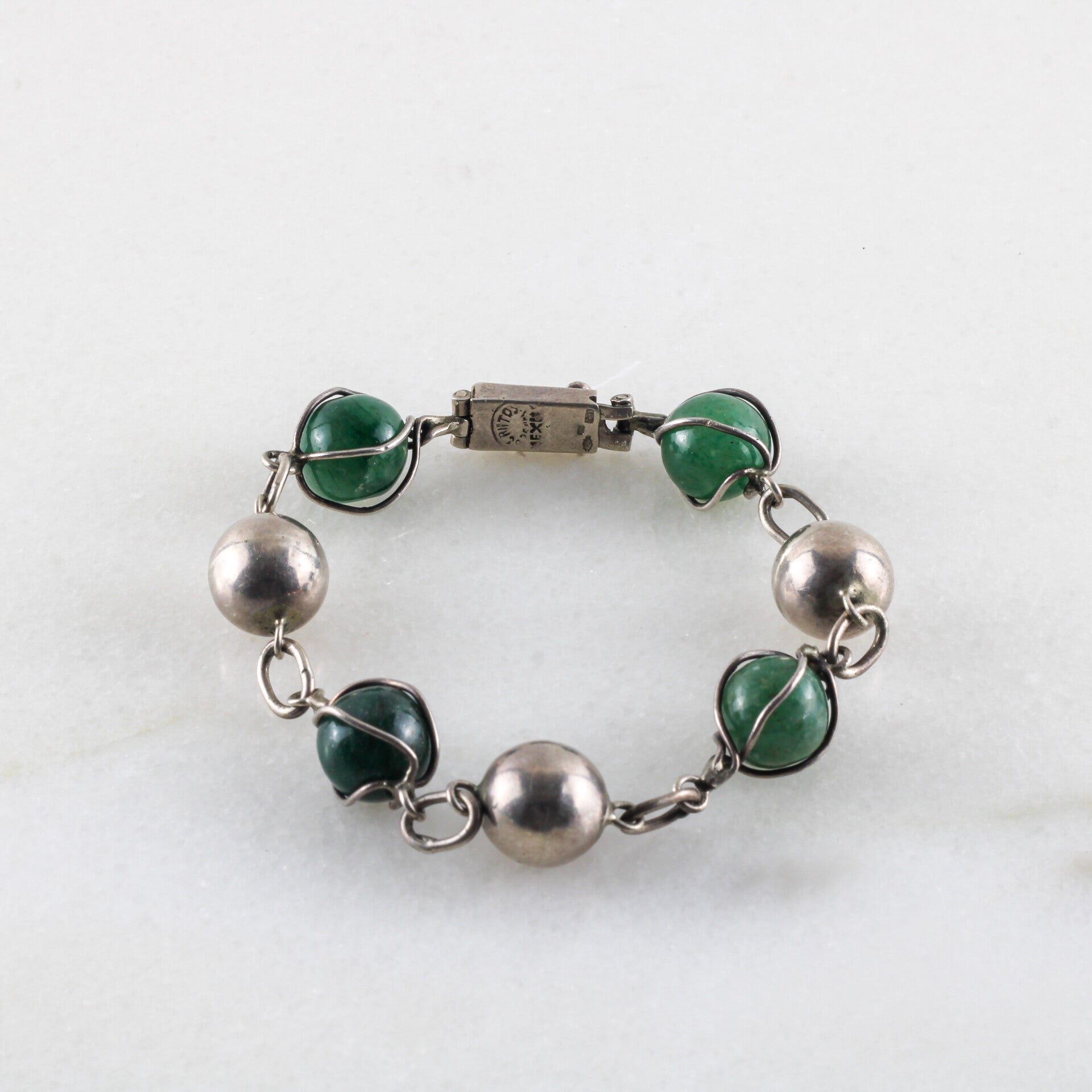 Sculpturale Elegantie: Vintage Taxco 'Nest' Armband door Santos & Casas + Ibarra