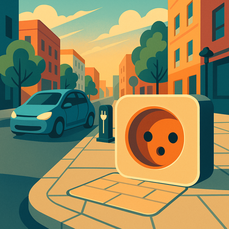 Misschien is de stopcontact wel de nieuwestoeptegel van de stad. Maar tot nu toe: een toekomstdroom