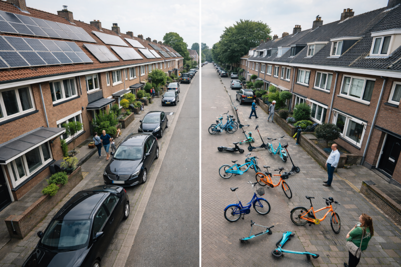 Waarom zonnepanelen massaal doorbreken en deelmobiliteit stokt: zwermgedrag zichtbaar in de stedelijke ruimte