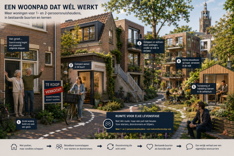 Meer ruimte voor 1- en 2-persoonshuishoudens begint in bestaande buurten, niet alleen in nieuwbouw