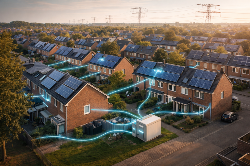 Buurtbatterijen maken energie slimmer, maar blijven afhankelijk van het net bij piekvraag en gelijktijdig gebruik
