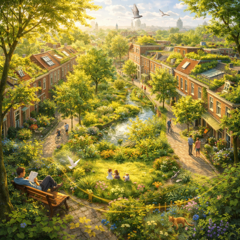 Groen als motor van de stad: verkoeling, leven en welzijn komen samen in een gezonde, levendige leefomgeving