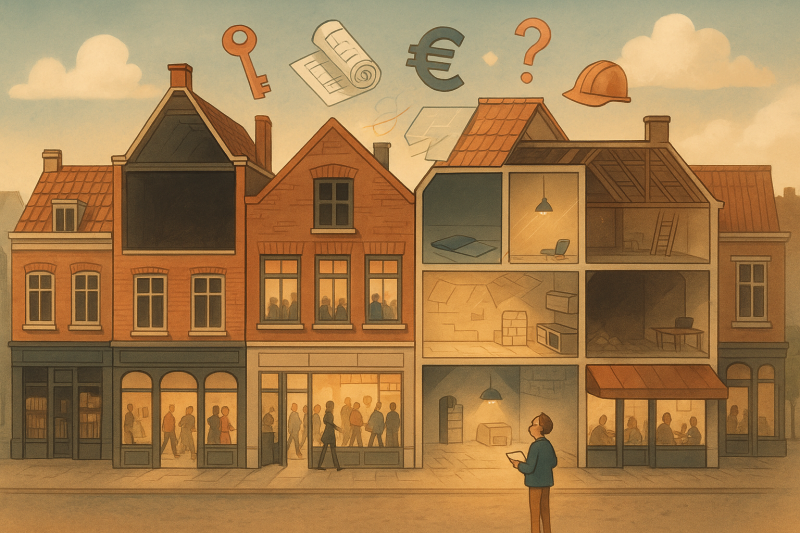 Duizenden lege verdiepingen boven winkels wachten op betekenis. Wat als we de laag boven winkels in binnensteden opnieuw leren lezen?