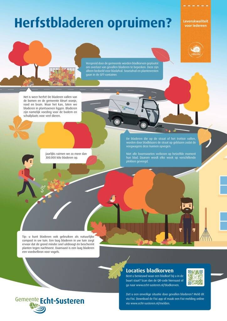 Infographic gemeenten Echt-Susteren over het opruimen van herfstbladeren