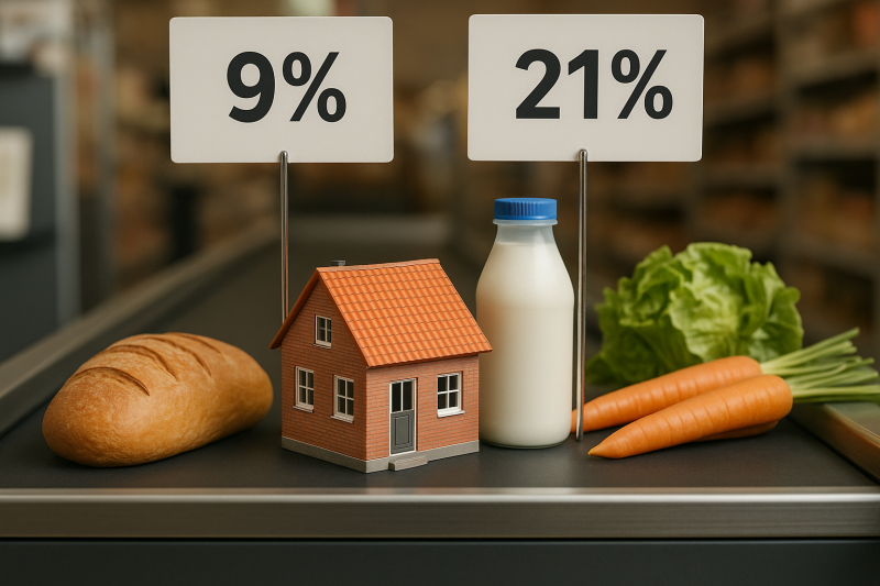 Groente is 9% btw, wonen 21%. Is een huis dan minder basaal dan een banaan?