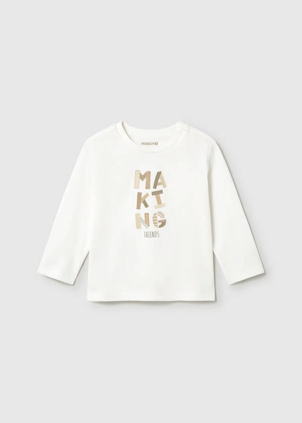 Mayoral winter 2027 jongens T-shirt Making friends cream