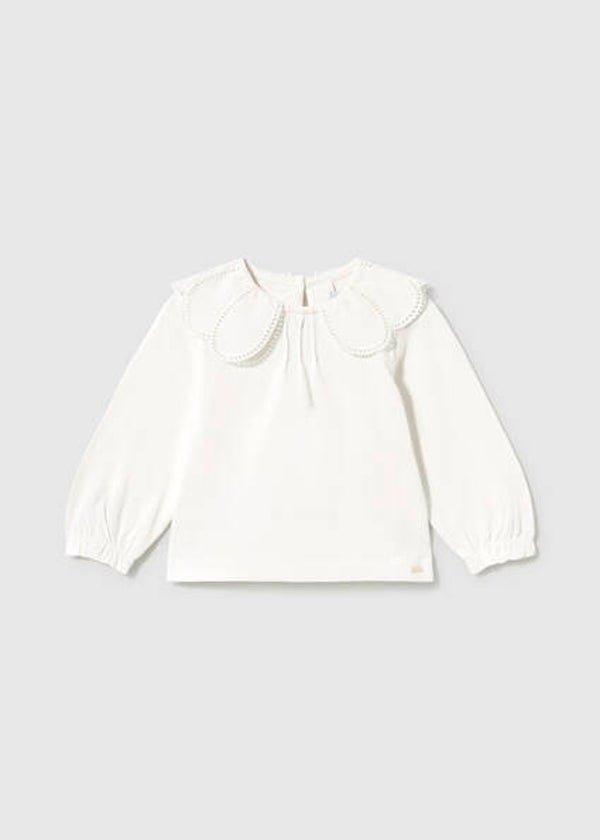 Mayoral winter 2027 meisjes T-shirt met kraagje off white