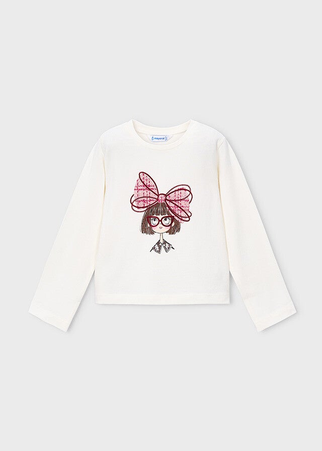 Mayoral winter 2027 meisjes t-shirt cream met strik