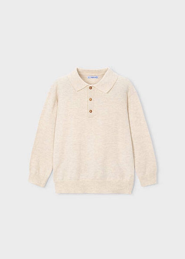 Mayoral winter 2027 jongens knit polo naturel stone