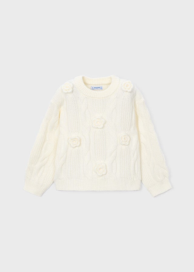 Mayoral winter 2027 meisjes 3D flower sweater cream