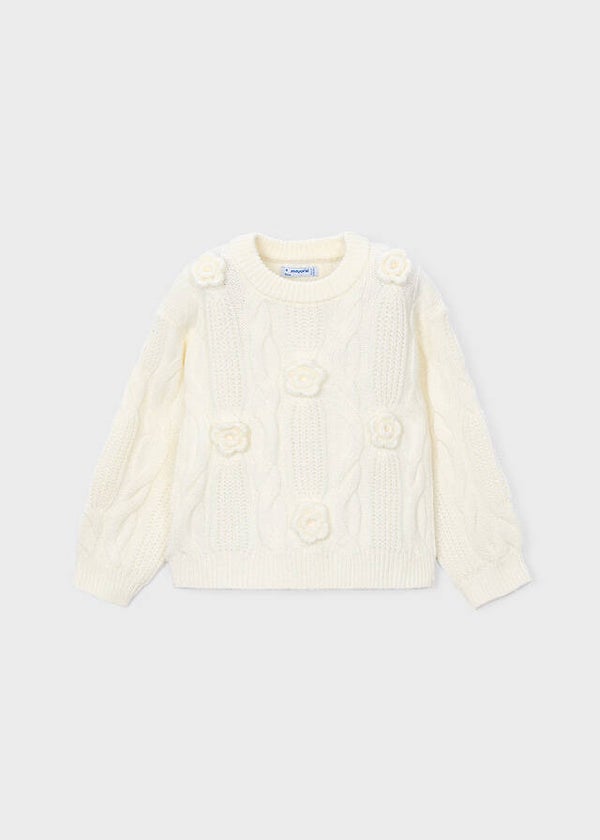 Mayoral winter 2027 meisjes 3D flower sweater cream