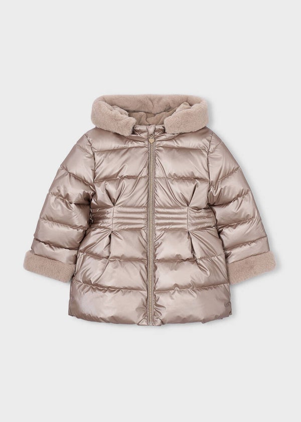 Mayoral winter 2027 meisjes winterjas metallic taupe