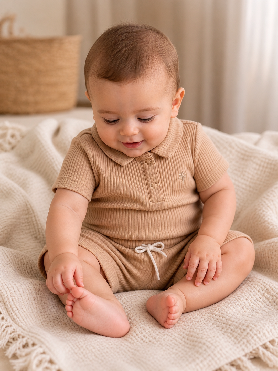 A Tiny Story baby polo beige T-shirt