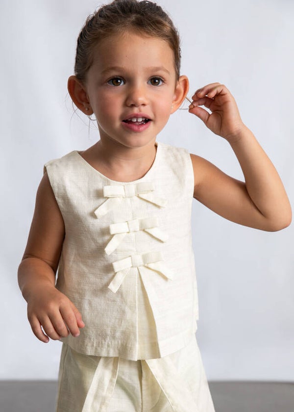 Mayoral zomer 2026 meisjes top met strikjes naturel