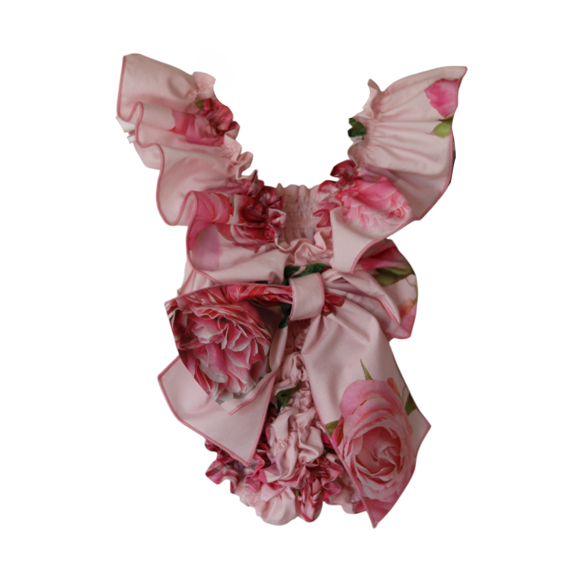 PHI pink flowers badpakje met strik super stretch