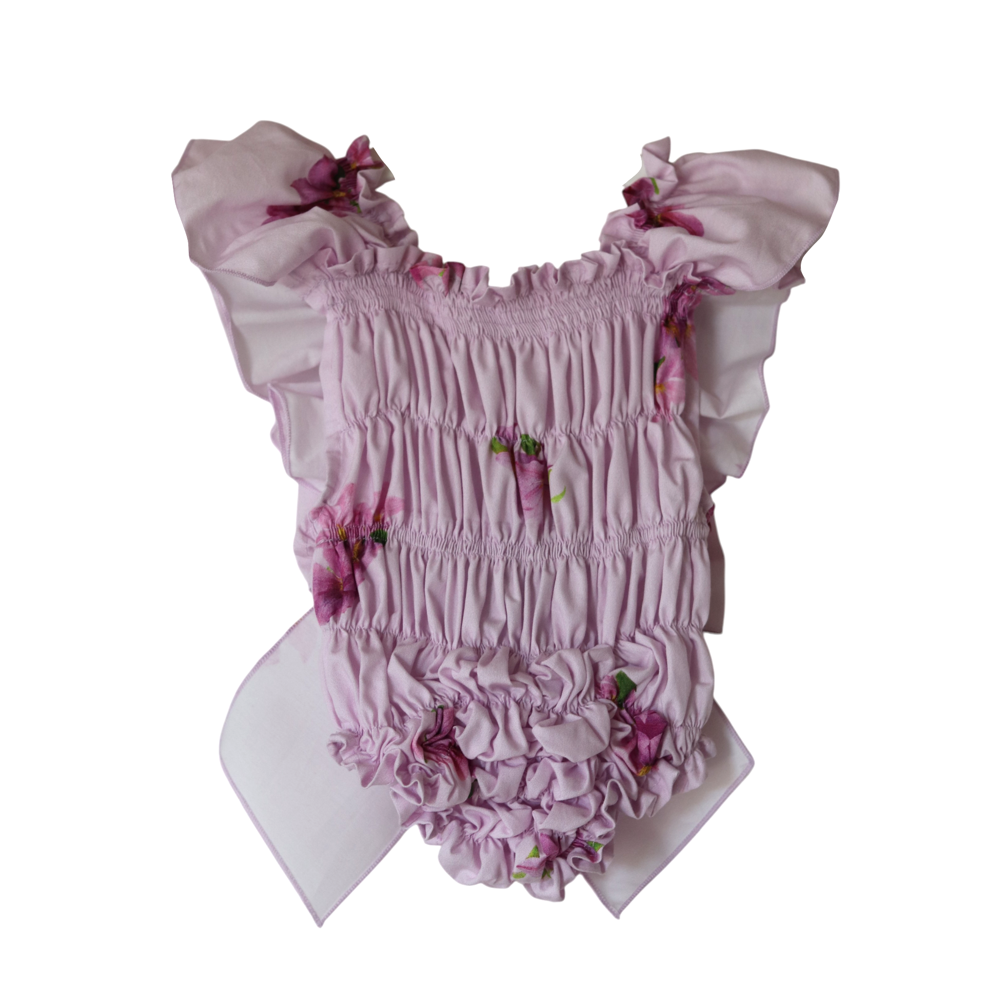 PHI lila flowers badpakje met strik super stretch