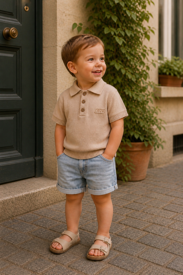 LEVV polo taupe 100% katoen