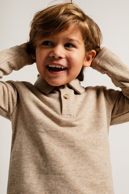 Baje Denezy longsleeve polo sand melange