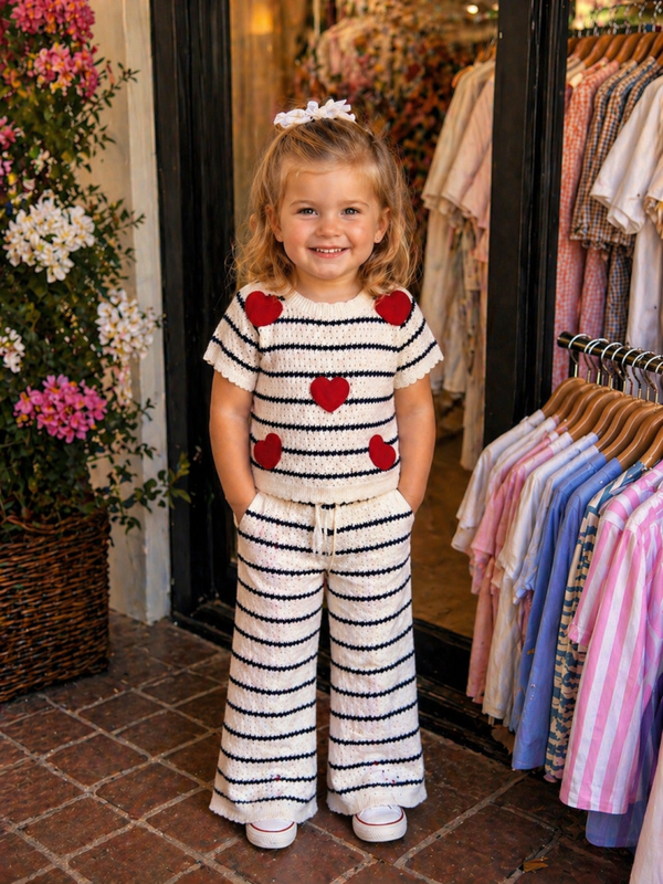 Mayoral zomer 2026 meisjes set navy hartjes