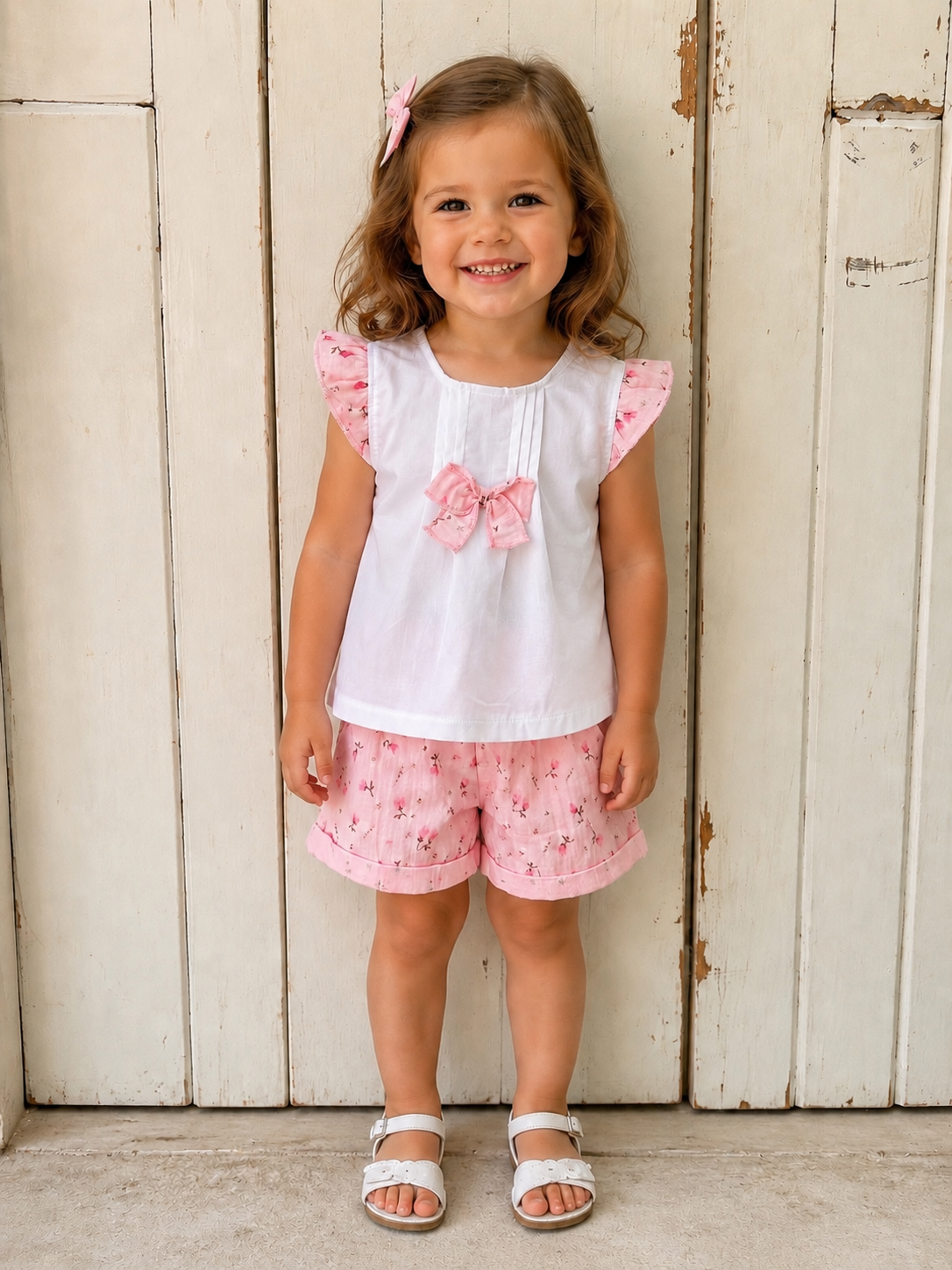 EMC set roze flowers met roezeltjes