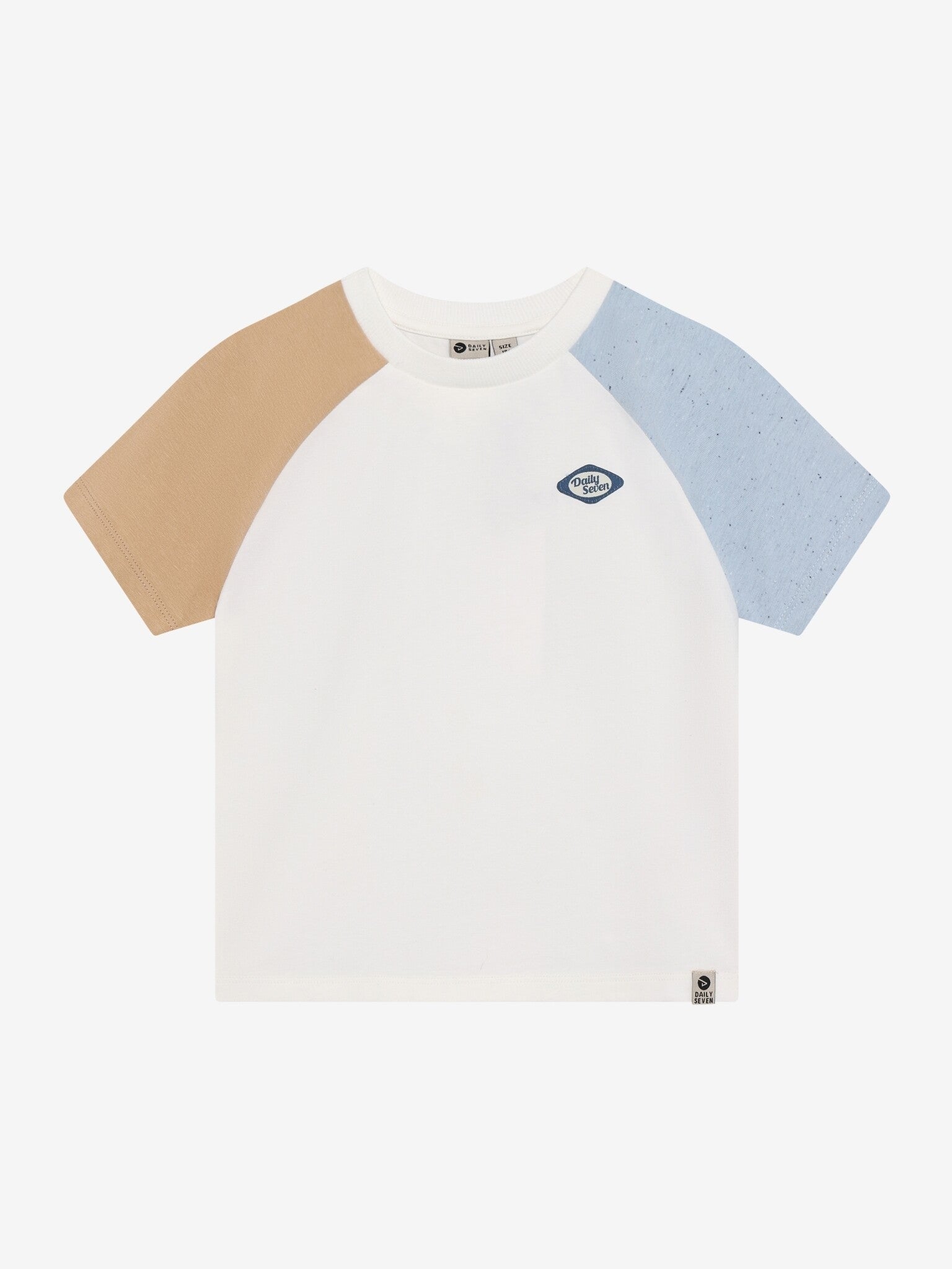 Daily7 T-shirt contrast beige blue