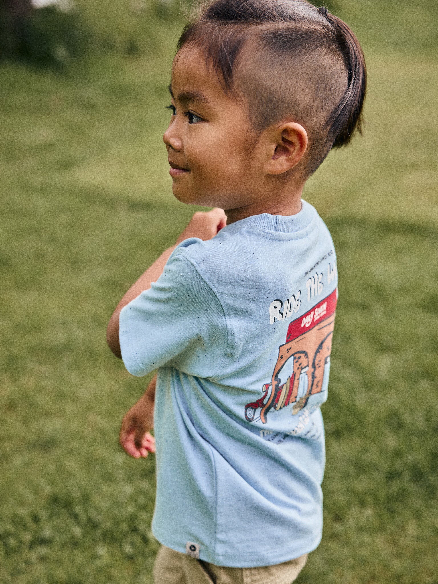 Daily7 T-shirt Backprint hemelsblauw