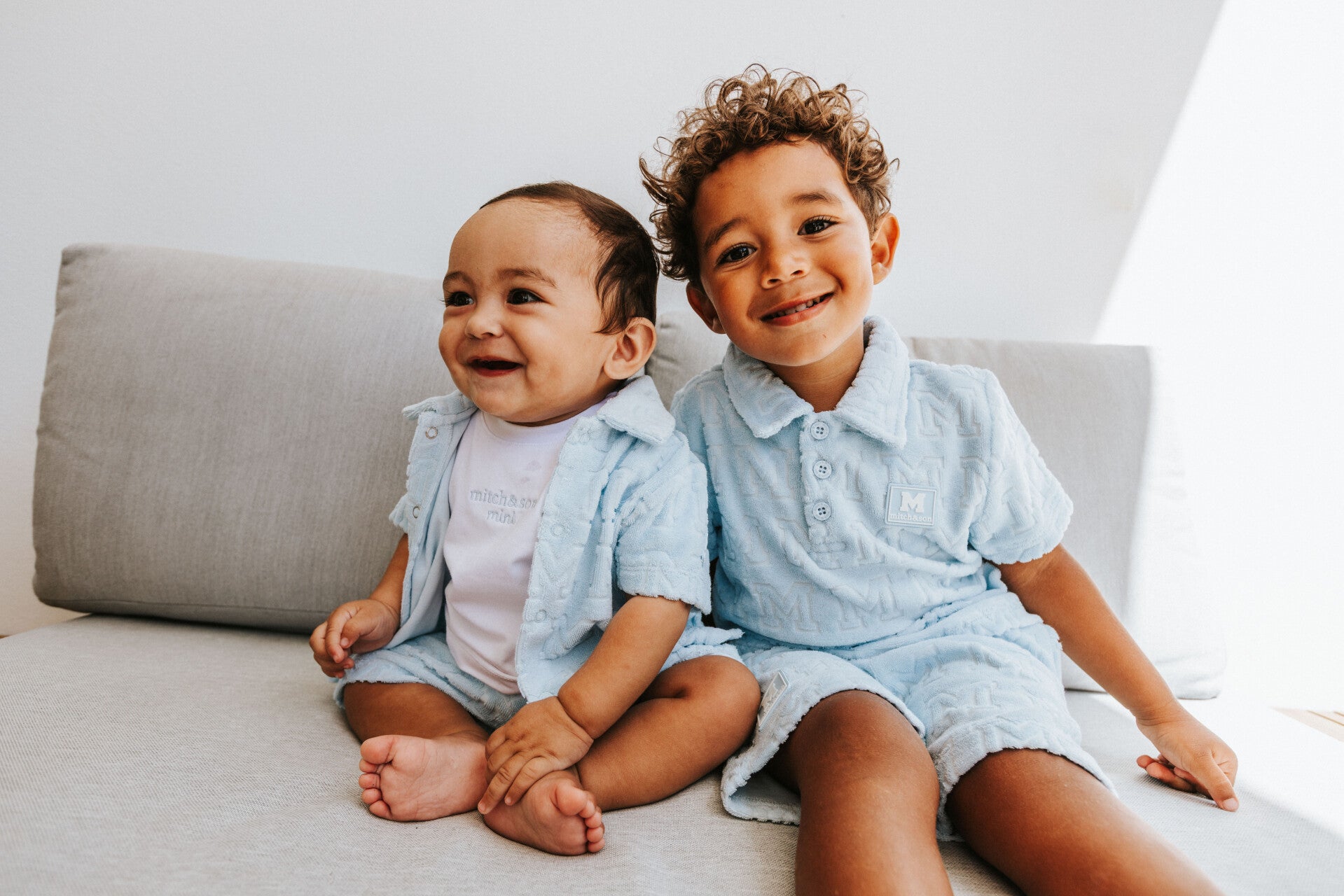 Mitch & Son badstof polo set sky blue Orion