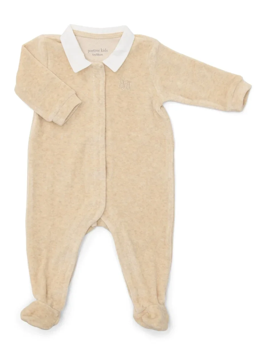 Poetree Babypakje velours met kraagje Sand