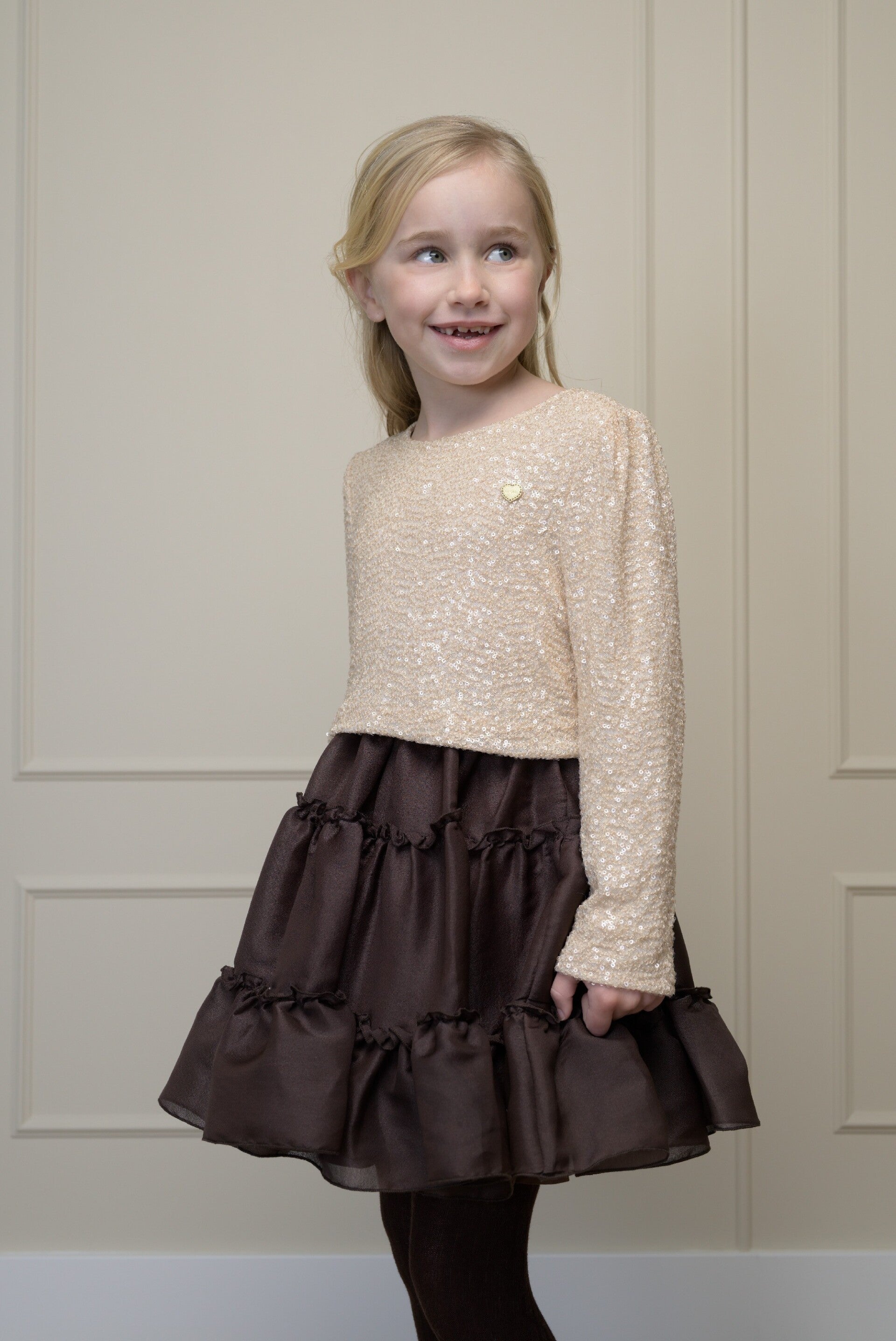 Le Chic TREA shimmering tule skirt choco