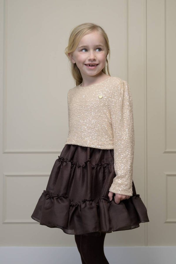 Le Chic TREA shimmering tule skirt choco