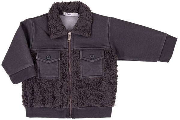 EMC denim teddy jacket dark grey