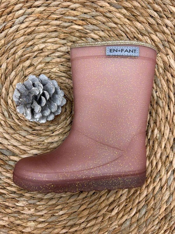 EnFant Thermoboots regenlaarzen roze glitter taupe