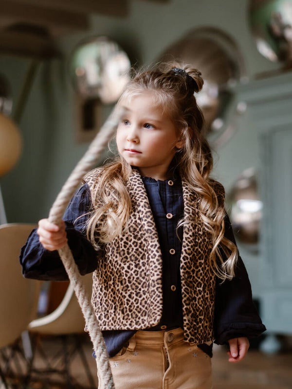 Daily7 meisjes blouse zwart kanten mouwen