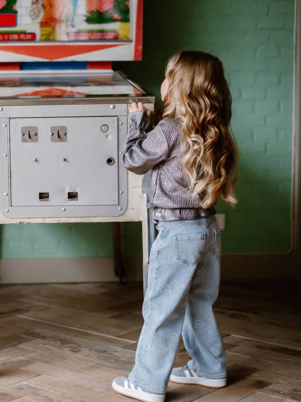 Daily7 meisjes denim hartjes wide fit