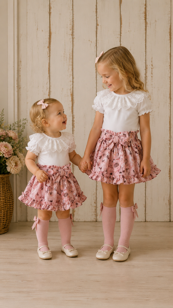 Bloomer pink flowers met strikje J.O.