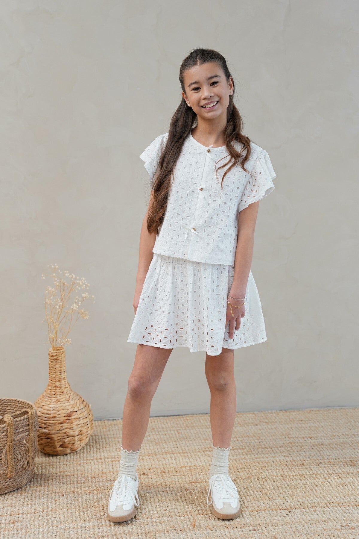 Like Flo Charlotte broderie blouse with bow off white