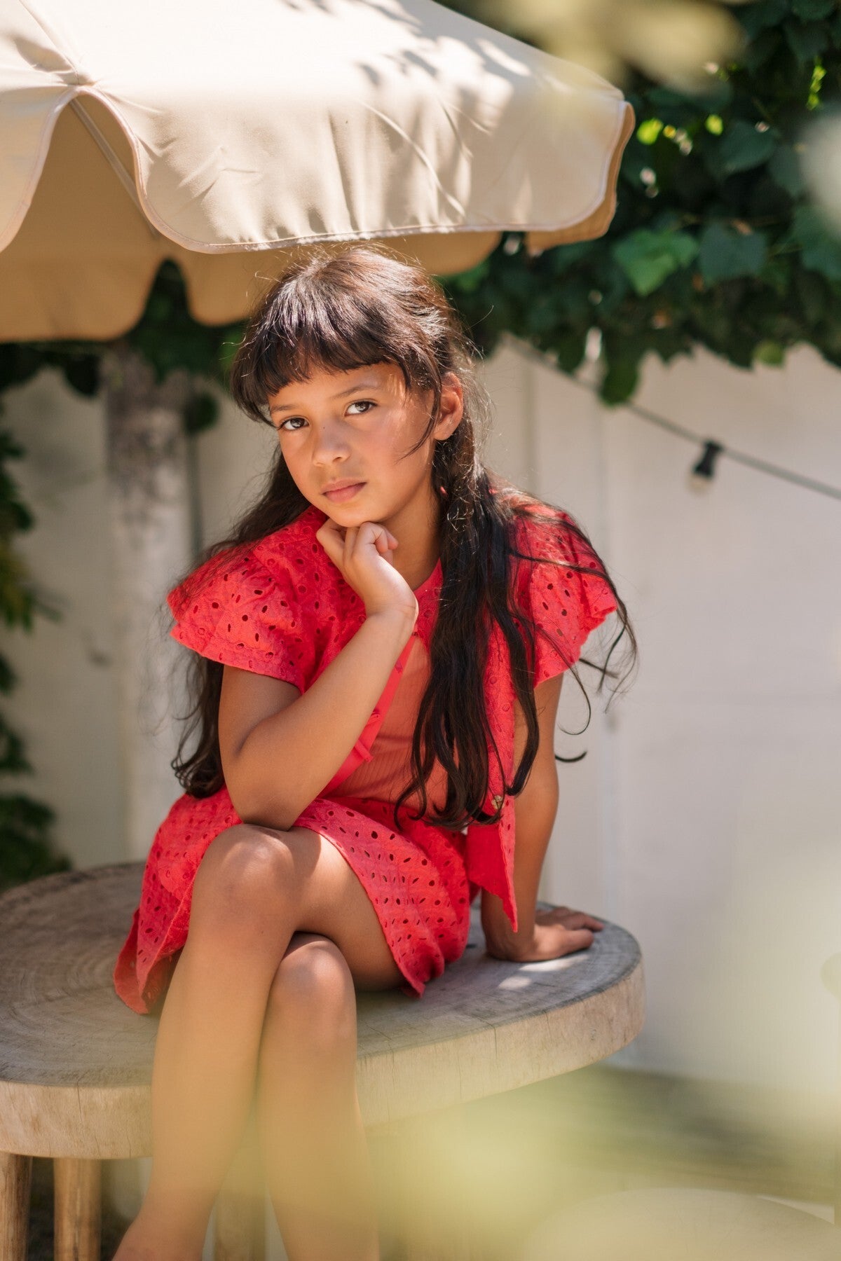 Like Flo Charlotte broderie blouse with bow strawberry