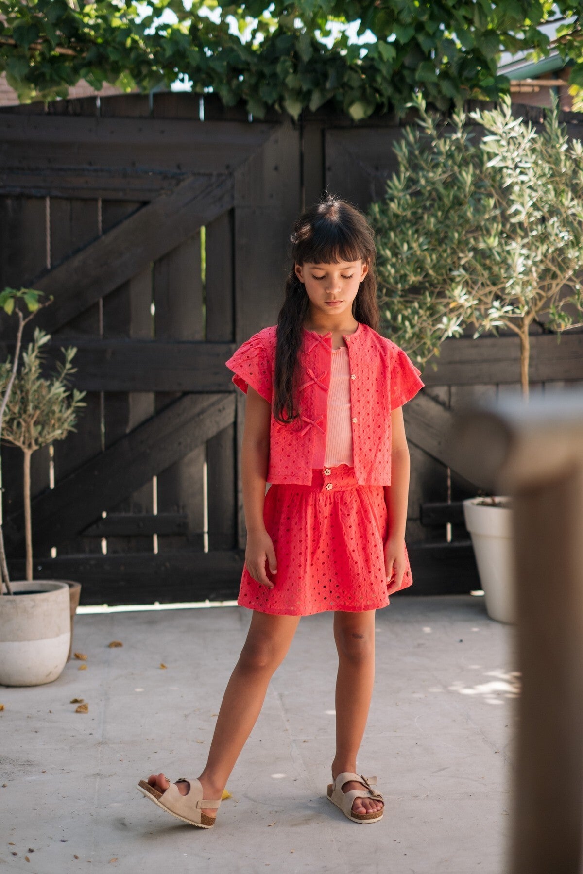 Like Flo Silvanna girls broderie skirt strawberry