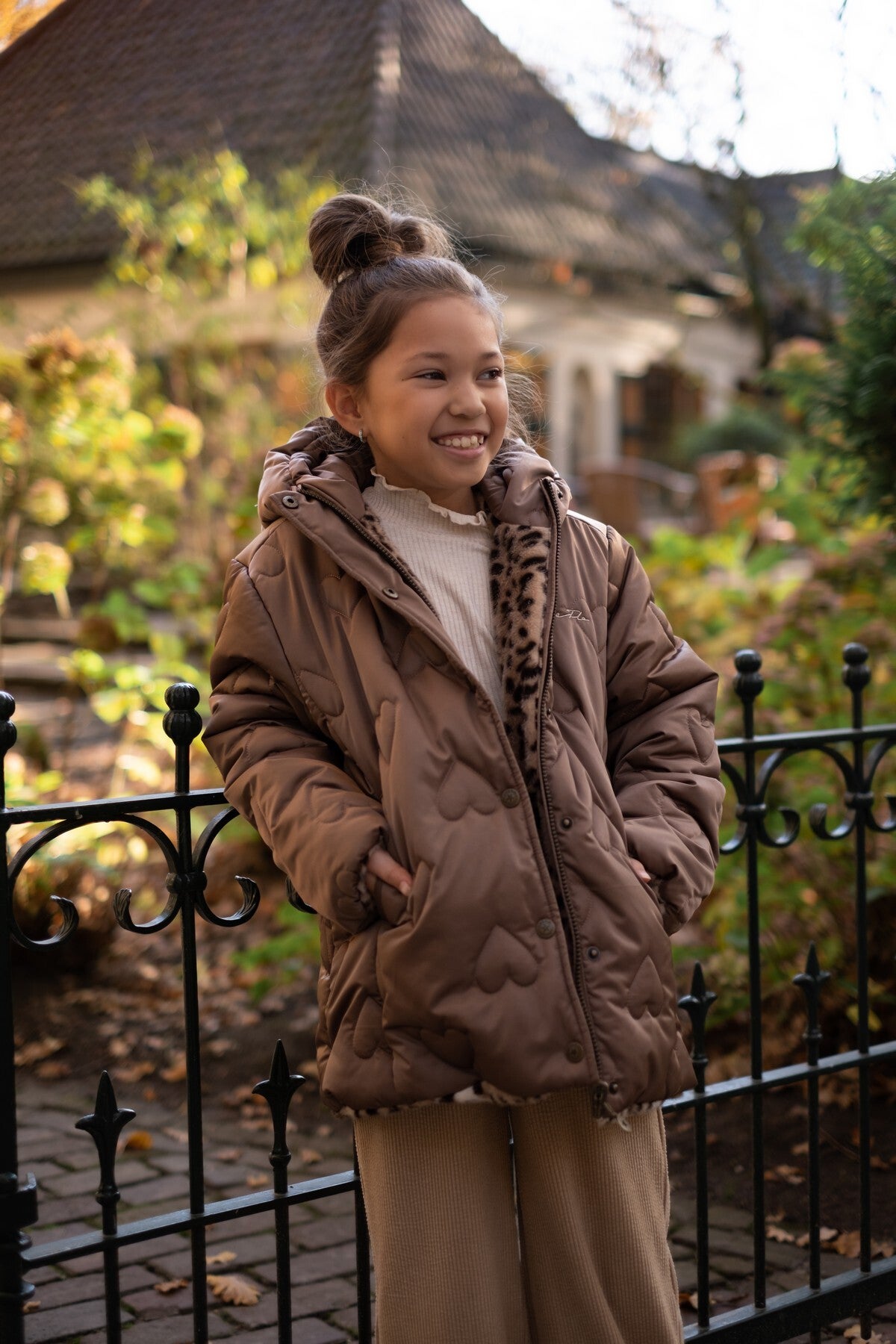 LIKE FLO Anna Flo girls reversible midi hooded jacket