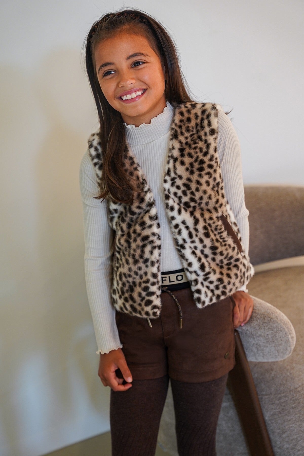 LIKE FLO Didi Flo girls faux fur gilet with closure