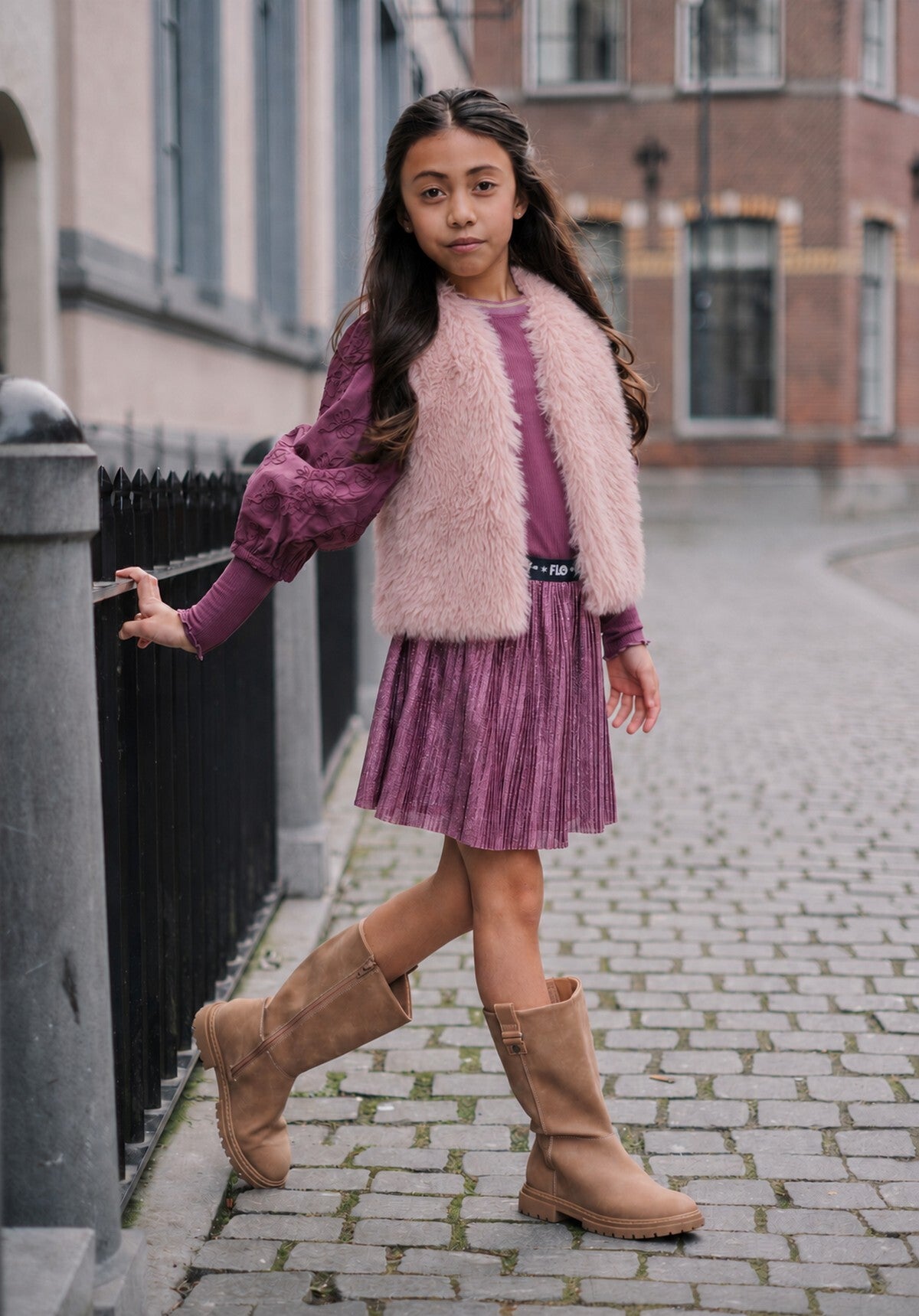 LIKE FLO Diam Flo girls faux fur hairy gilet lila