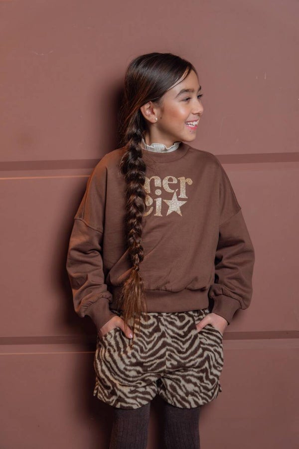 LIKE FLO Danee Flo girls oversized sweater choco