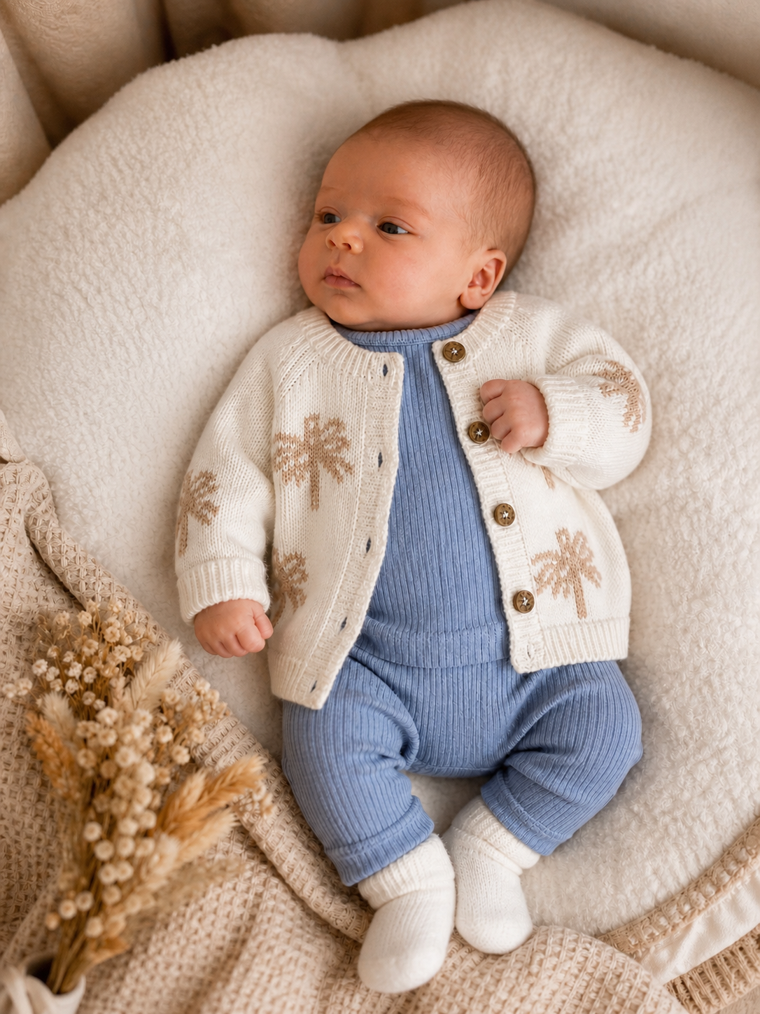 A Tiny Story baby vestje ecru palm
