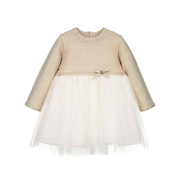 Mayoral winter 2027 meisjes gebreid tulle jurkje sparkle gold