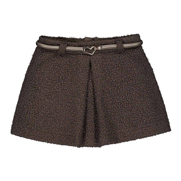 Abel & Lula teddy rokje choco bruin met hartjes ceintuur