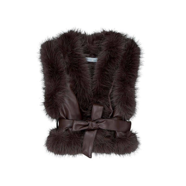 Abel & Lula Faux fur padded gilet brown